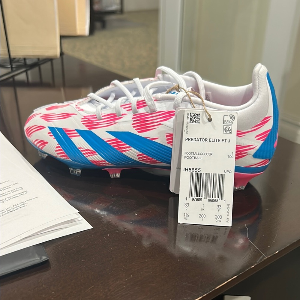 Adidas Kids Predator Elite Soccer Cleats - Pink and Blue
